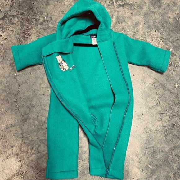 Carter’s Green Fleece Bunting Suit Size 6-12 Months - Picture 4 of 4